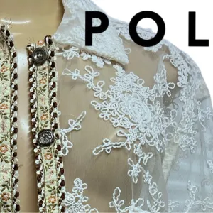 NWOT POL Sample Mesh Embellished Sheer Top
