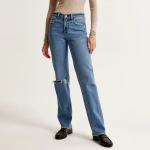 NWT Abercrombie &amp; Fitch The ‘90s Straight Mid Rise Curve Love Size 10/30 Long