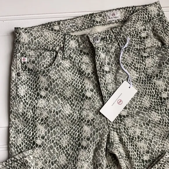 NWT AG Adriano Goldshmied Mari High Rise Straight Leg Jeans Snakeskin 29