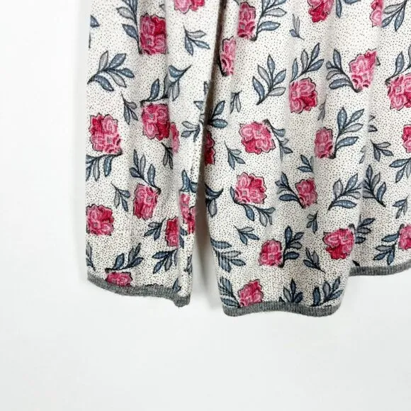 NWT Ann Taylor LOFT Floral Tipped Long Sleeve Crew Neck Sweater. Size XL