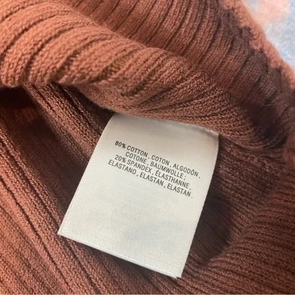 NWT Anthropologie Ribbed Cut Out pullover Sweater Top Brown Shrug &amp; Knit Tank 2X