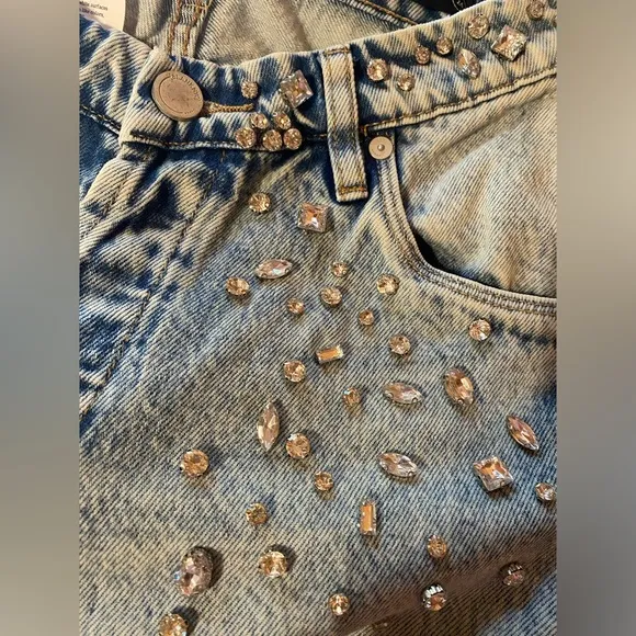 NWT BLANK NYC CUSTOM JEWELED CROP JEANS SIZE 24
