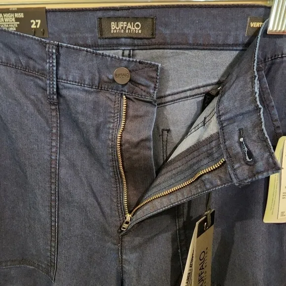 Nwt Buffalo David Bitton Jeans Vertigo Tall Ultra High Rise Super Wide Size 27