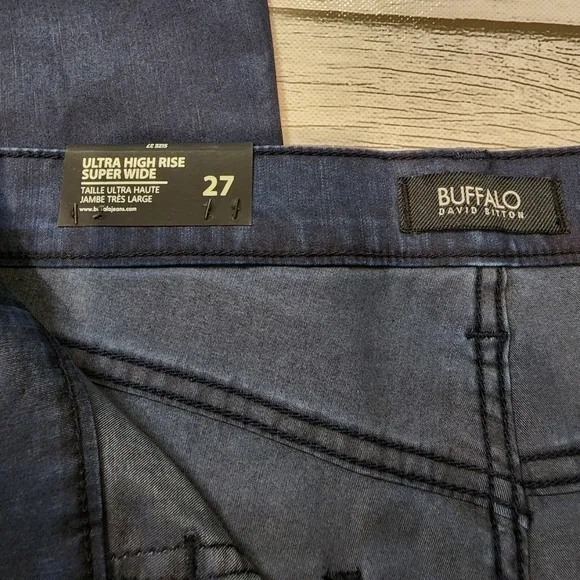 Nwt Buffalo David Bitton Jeans Vertigo Tall Ultra High Rise Super Wide Size 27