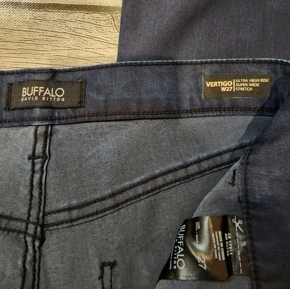 Nwt Buffalo David Bitton Jeans Vertigo Tall Ultra High Rise Super Wide Size 27