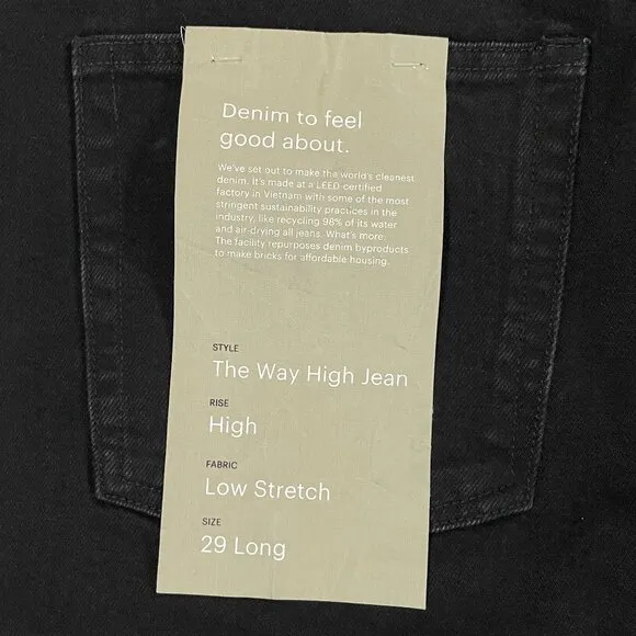 NWT Everlane The Way High Jean Womens 29 Long Coal Black