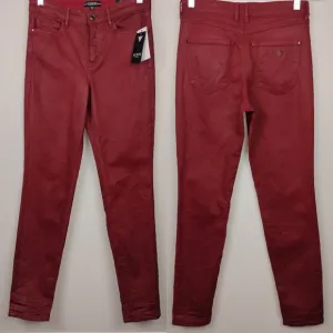 NWT GUESS 1981 Skinny High Leatherette Bordeaux in Burgundy