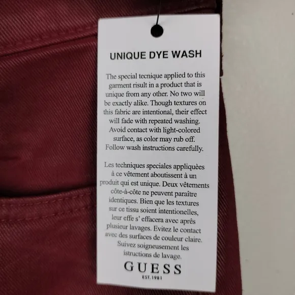 NWT GUESS 1981 Skinny High Leatherette Bordeaux in Burgundy