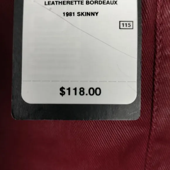 NWT GUESS 1981 Skinny High Leatherette Bordeaux in Burgundy