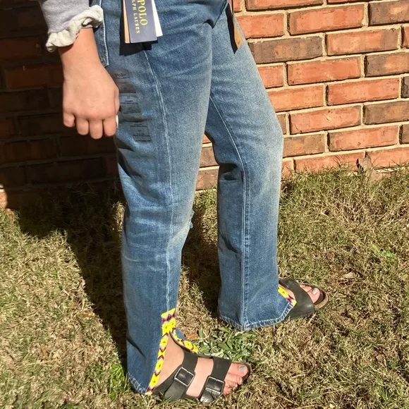 NWT Polo Ralph Lauren Callen High Waist Western Beaded Jeans Women’s 27