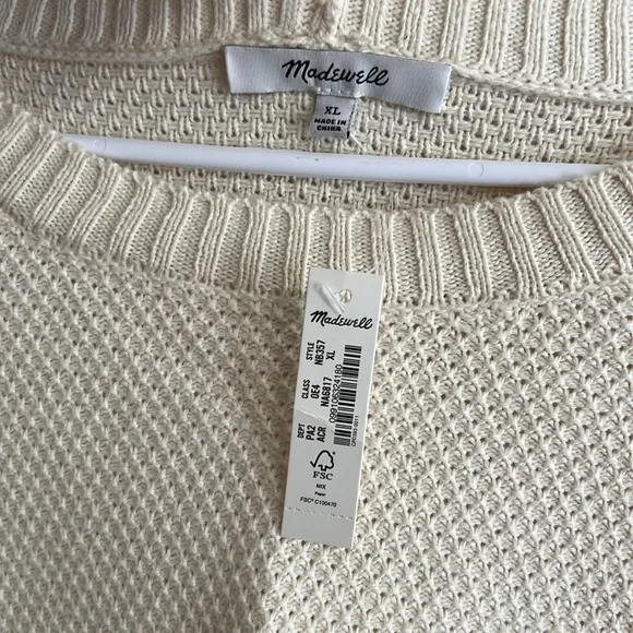 NWT Seagrove Pullover Knit Textured Crewneck Sweater Cream