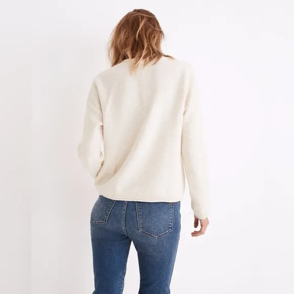 NWT Seagrove Pullover Knit Textured Crewneck Sweater Cream
