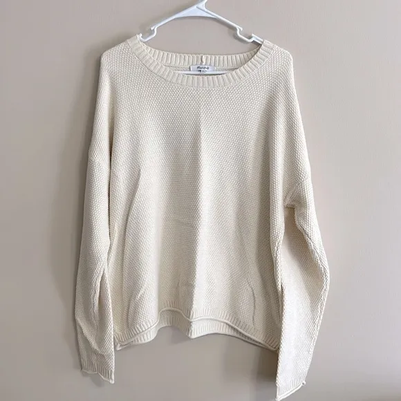 NWT Seagrove Pullover Knit Textured Crewneck Sweater Cream