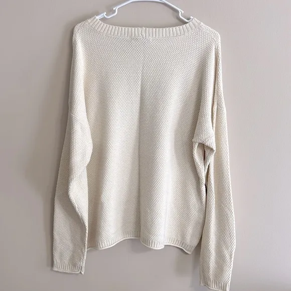 NWT Seagrove Pullover Knit Textured Crewneck Sweater Cream