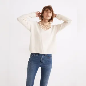NWT Seagrove Pullover Knit Textured Crewneck Sweater Cream