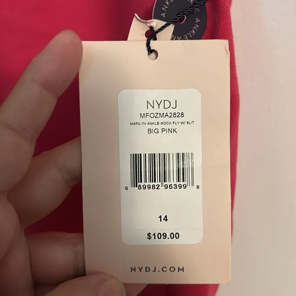 NYDJ Straight Jeans in Big Pink size 14