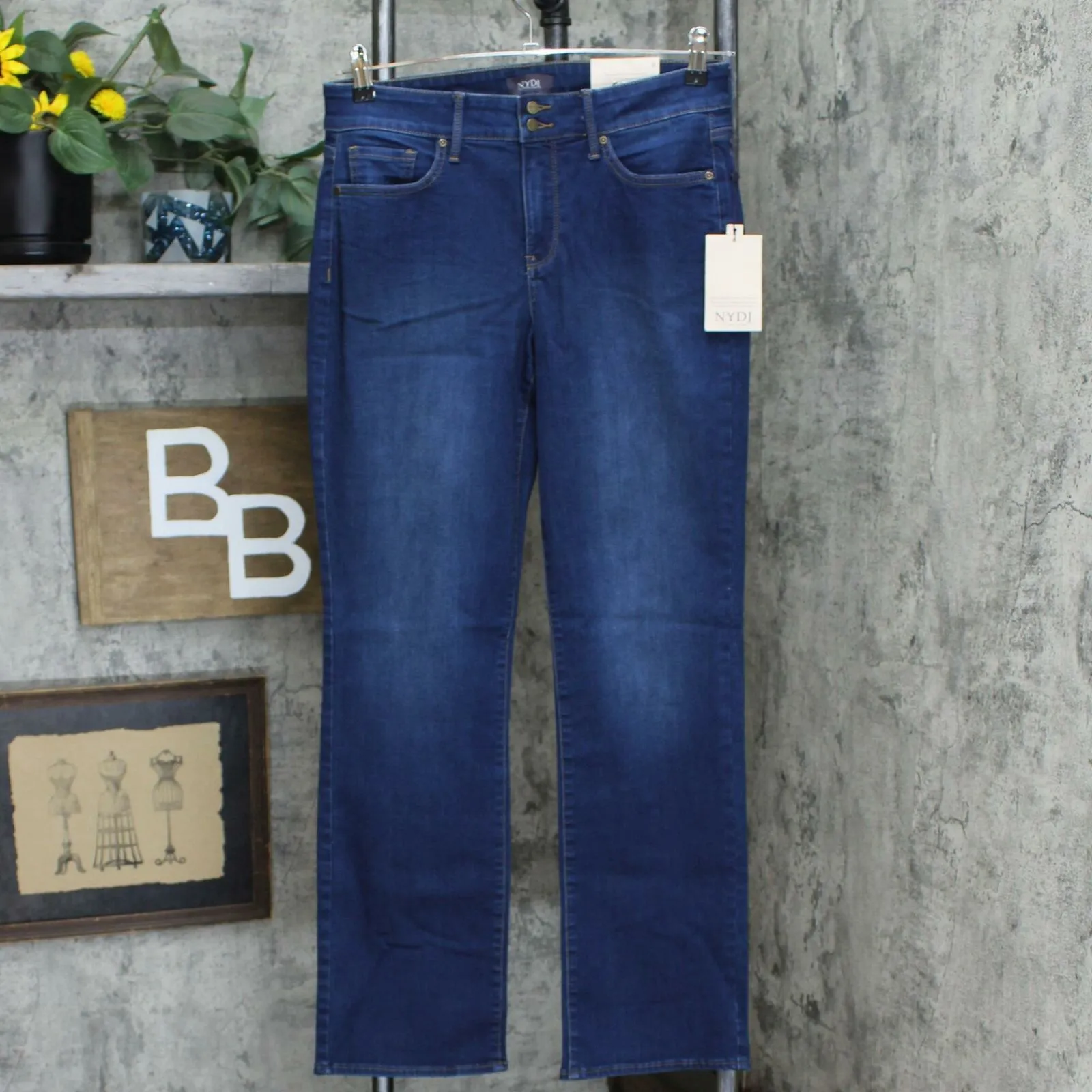 NYDJ Women's Marilyn Double Button Straight-Leg Jeans