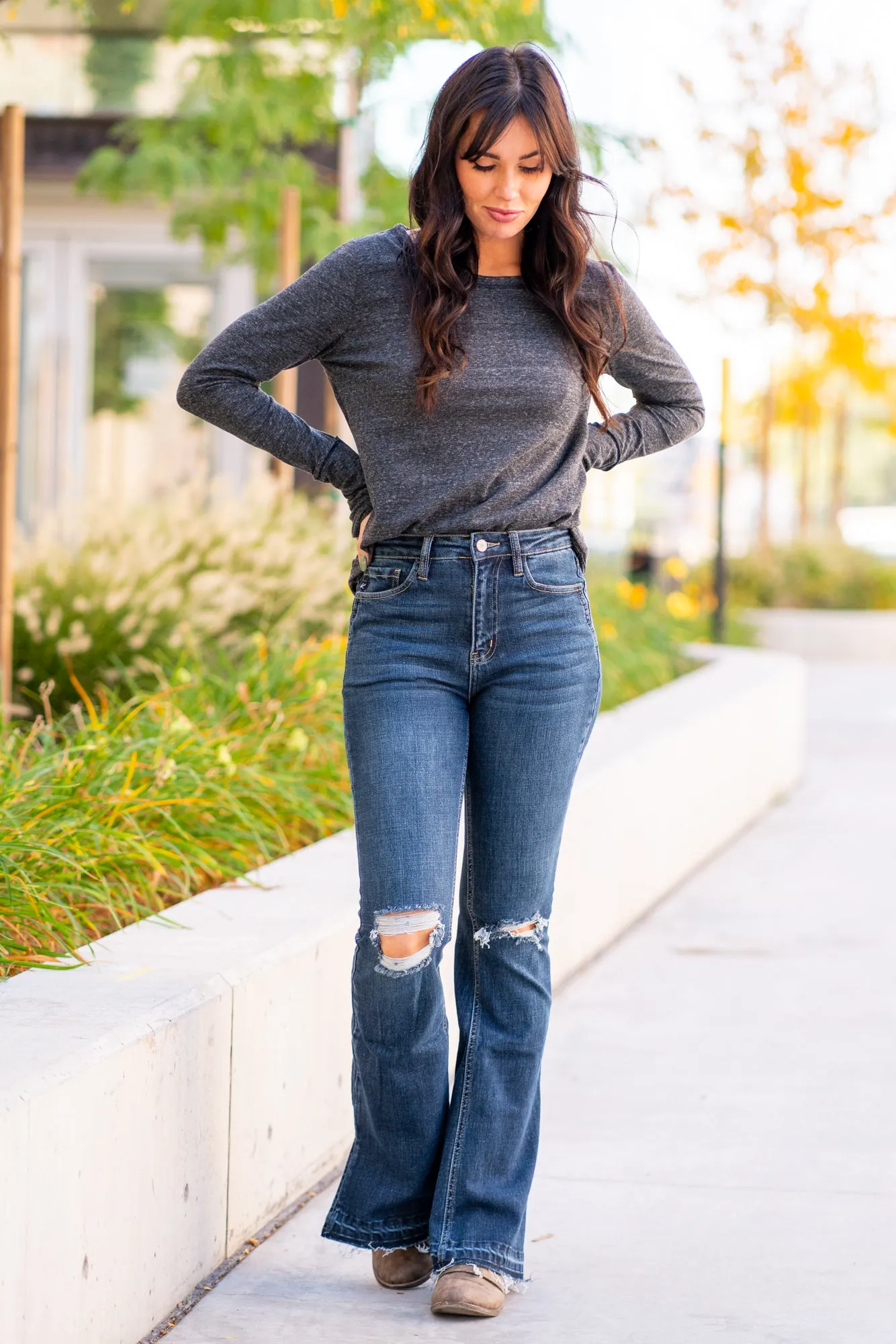 Oak Park High Rise Released Hem Flare