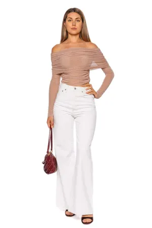 Oat Mesh Off Shoulder Top