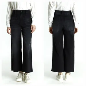 Oat New York High Rise Wide Leg Jean in Black Size 12 / 31