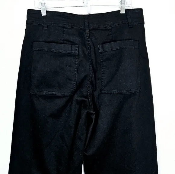 Oat New York High Rise Wide Leg Jean in Black Size 12 / 31