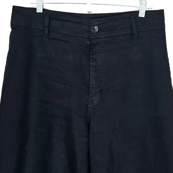 Oat New York High Rise Wide Leg Jean in Black Size 12 / 31