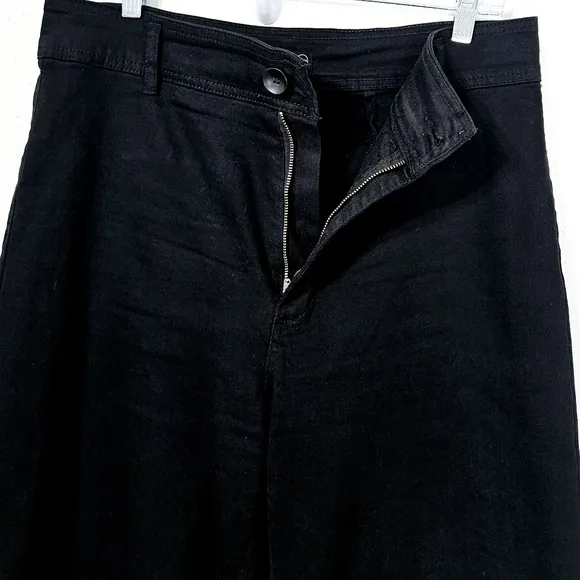 Oat New York High Rise Wide Leg Jean in Black Size 12 / 31