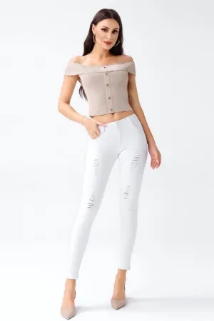 Off shoulder apricot top