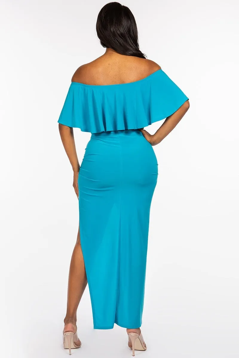 Off Shoulder Cropped Top & Maxi Skirt Set