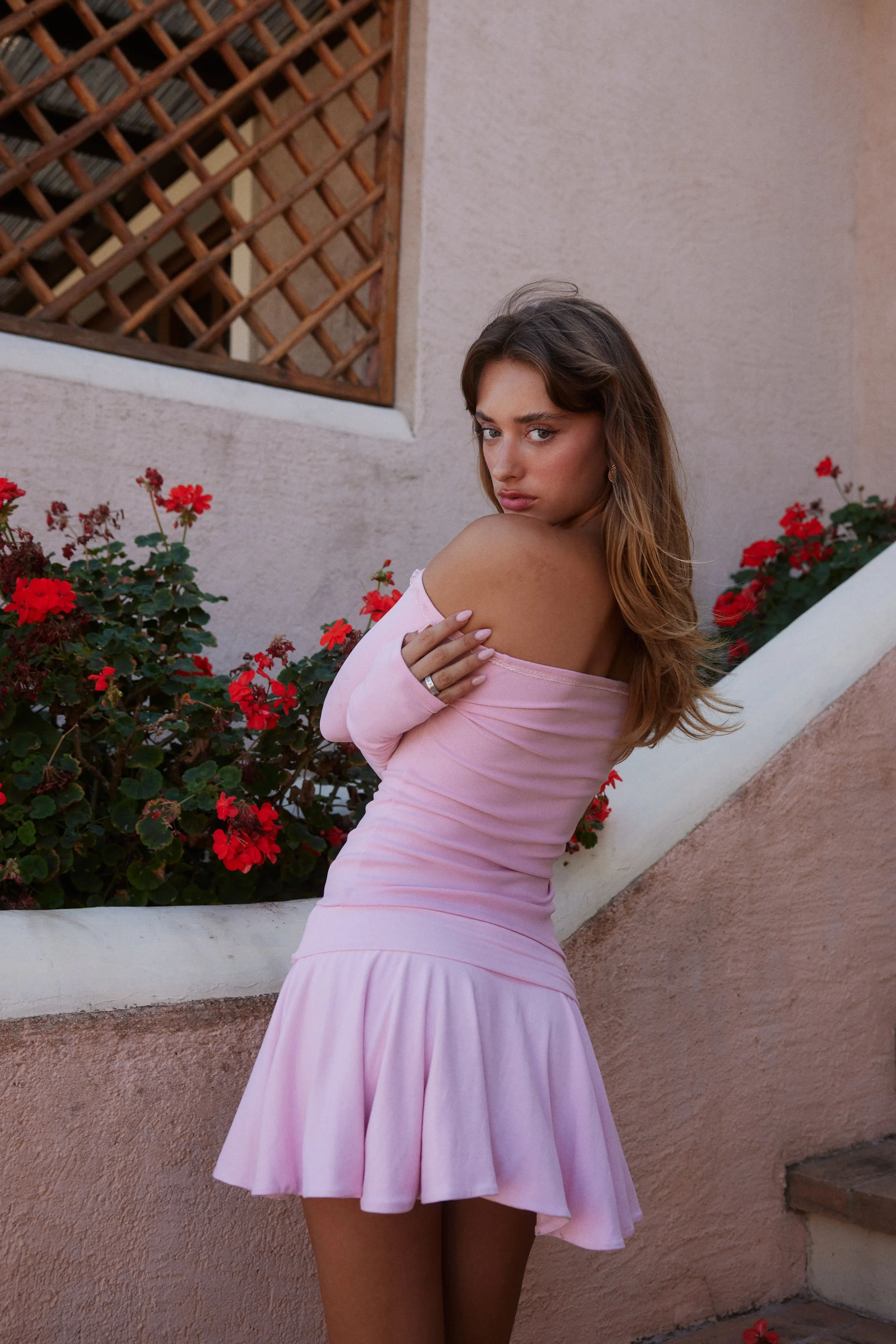 Off Shoulder Long Sleeve - Cherry Blossom
