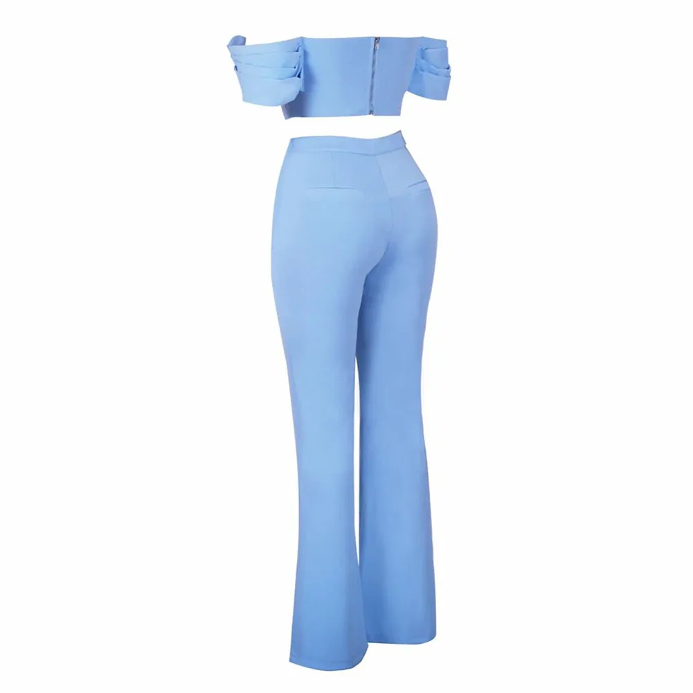 Off Shoulder Short Sleeve Frill Bodycon Set