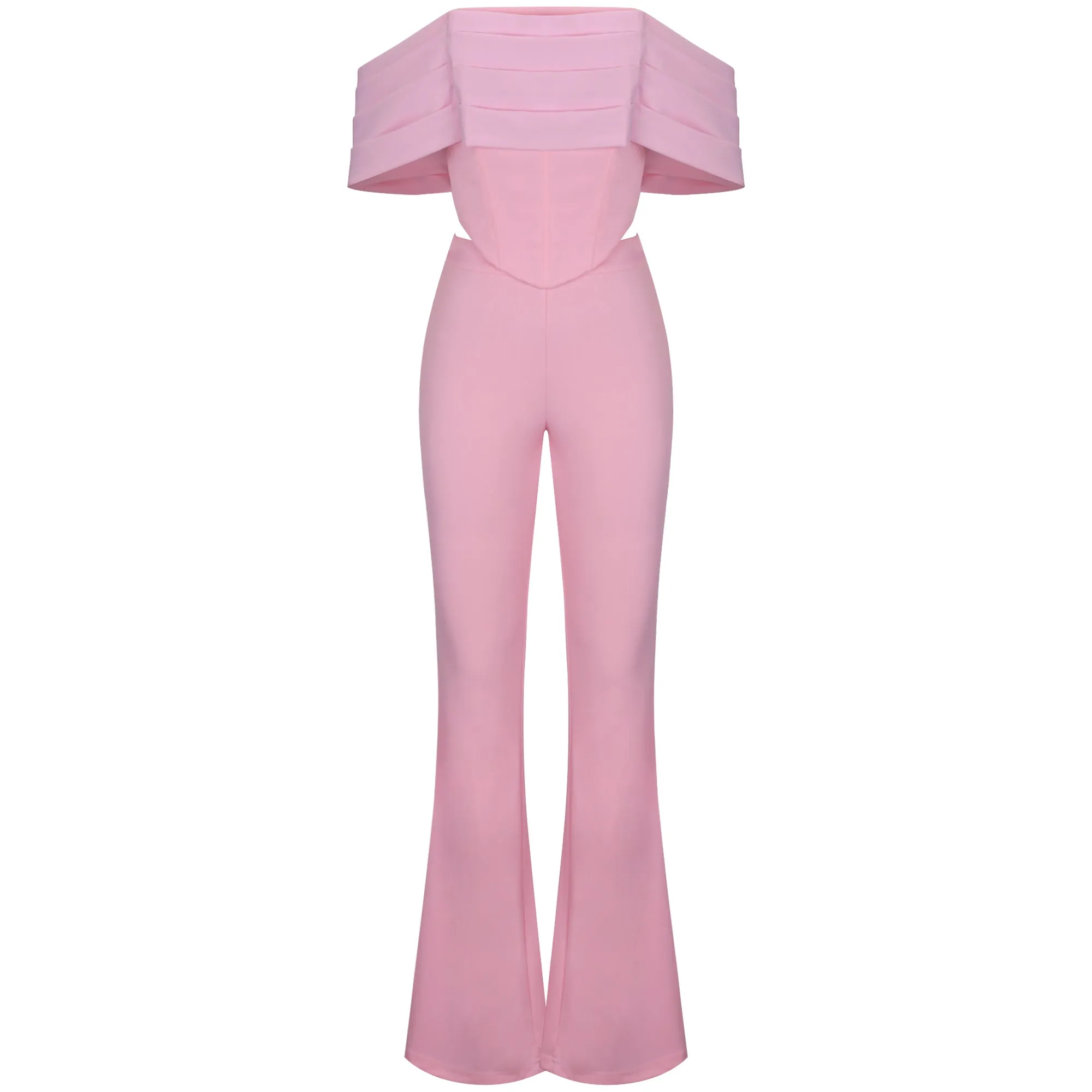 Off Shoulder Short Sleeve Frill Bodycon Set