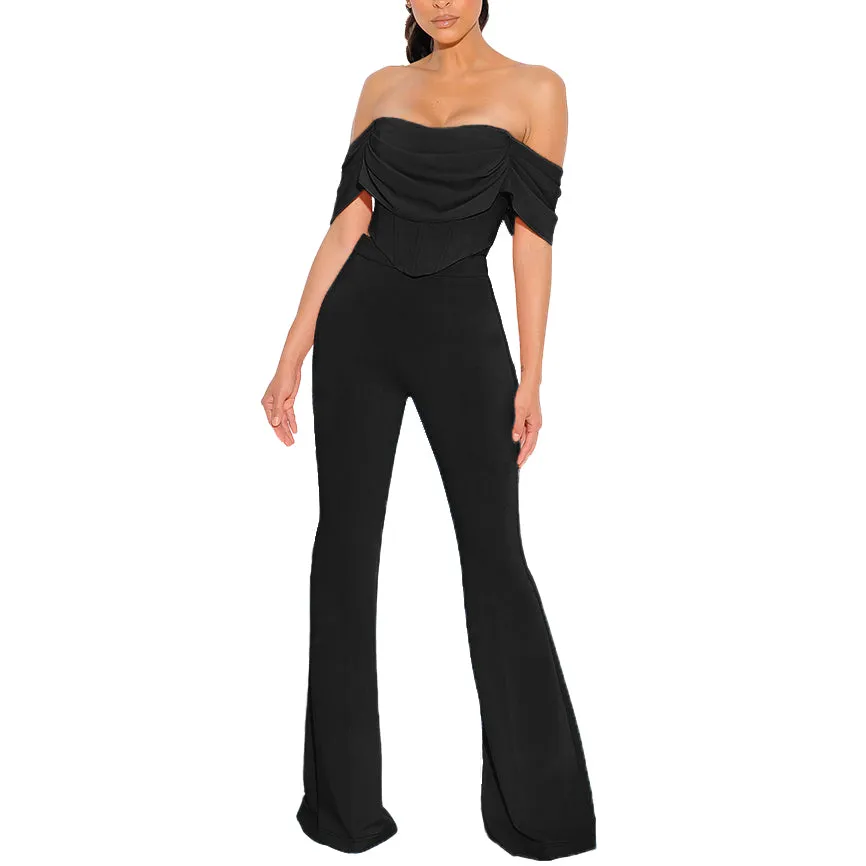 Off Shoulder Short Sleeve Frill Bodycon Set