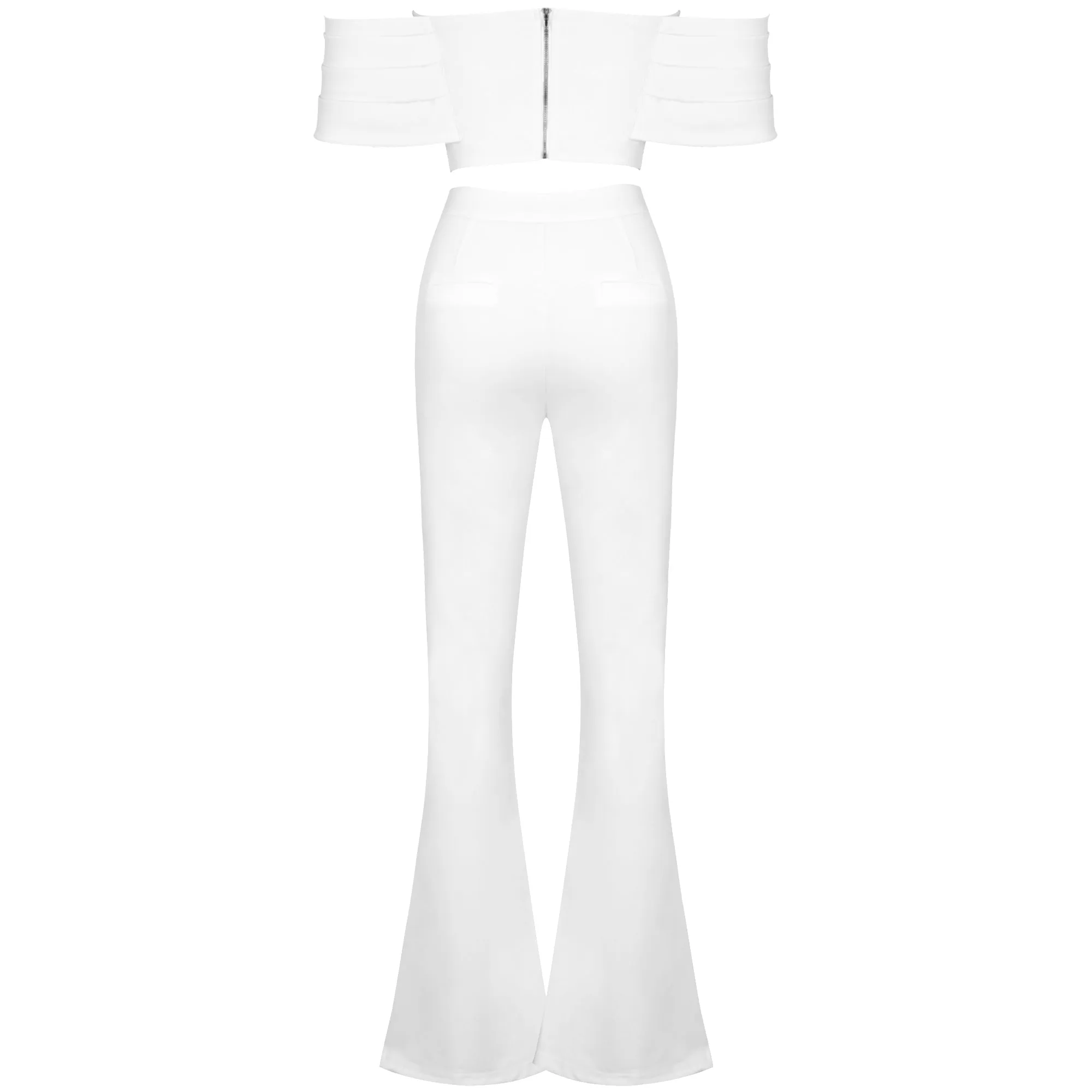 Off Shoulder Short Sleeve Frill Bodycon Set