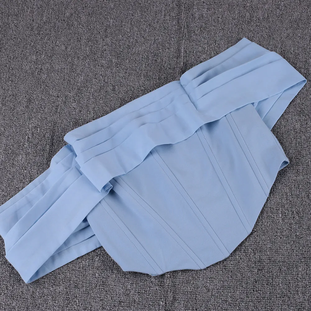 Off Shoulder Short Sleeve Frill Bodycon Set