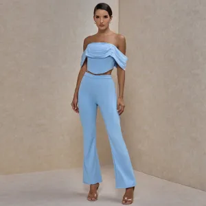 Off Shoulder Short Sleeve Frill Bodycon Set
