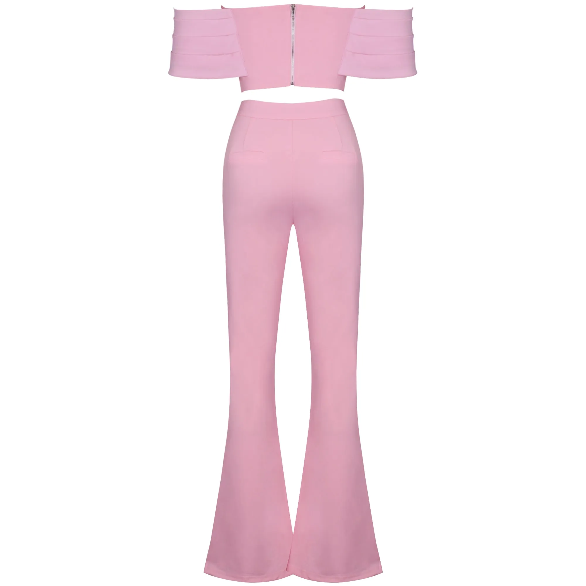 Off Shoulder Short Sleeve Frill Bodycon Set