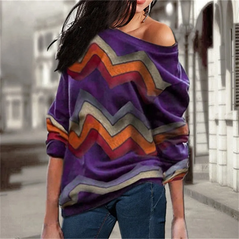 Off Shoulder Striped Pullover