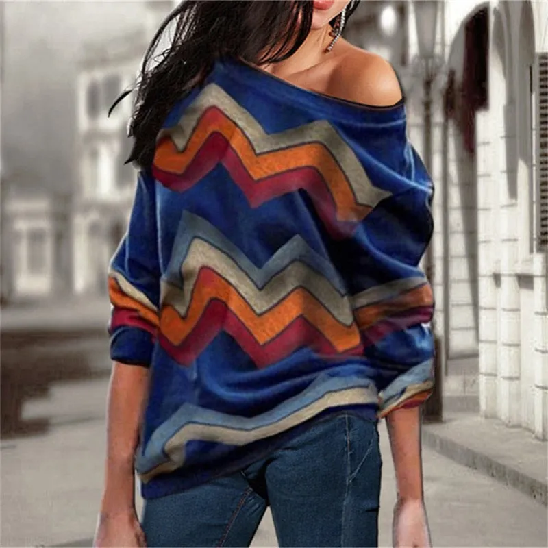 Off Shoulder Striped Pullover