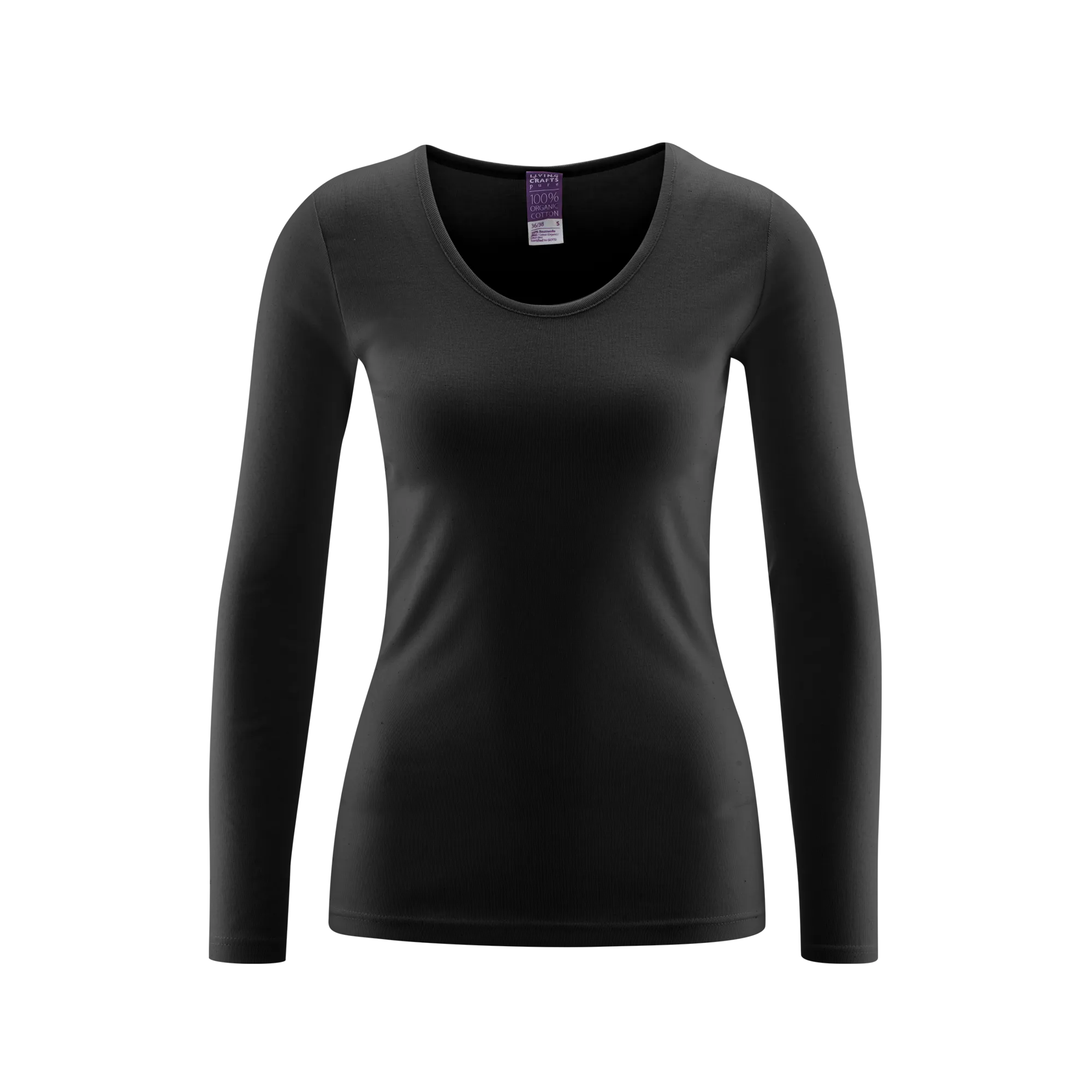Organic Round Neck Long Sleeve T-shirt: Womens