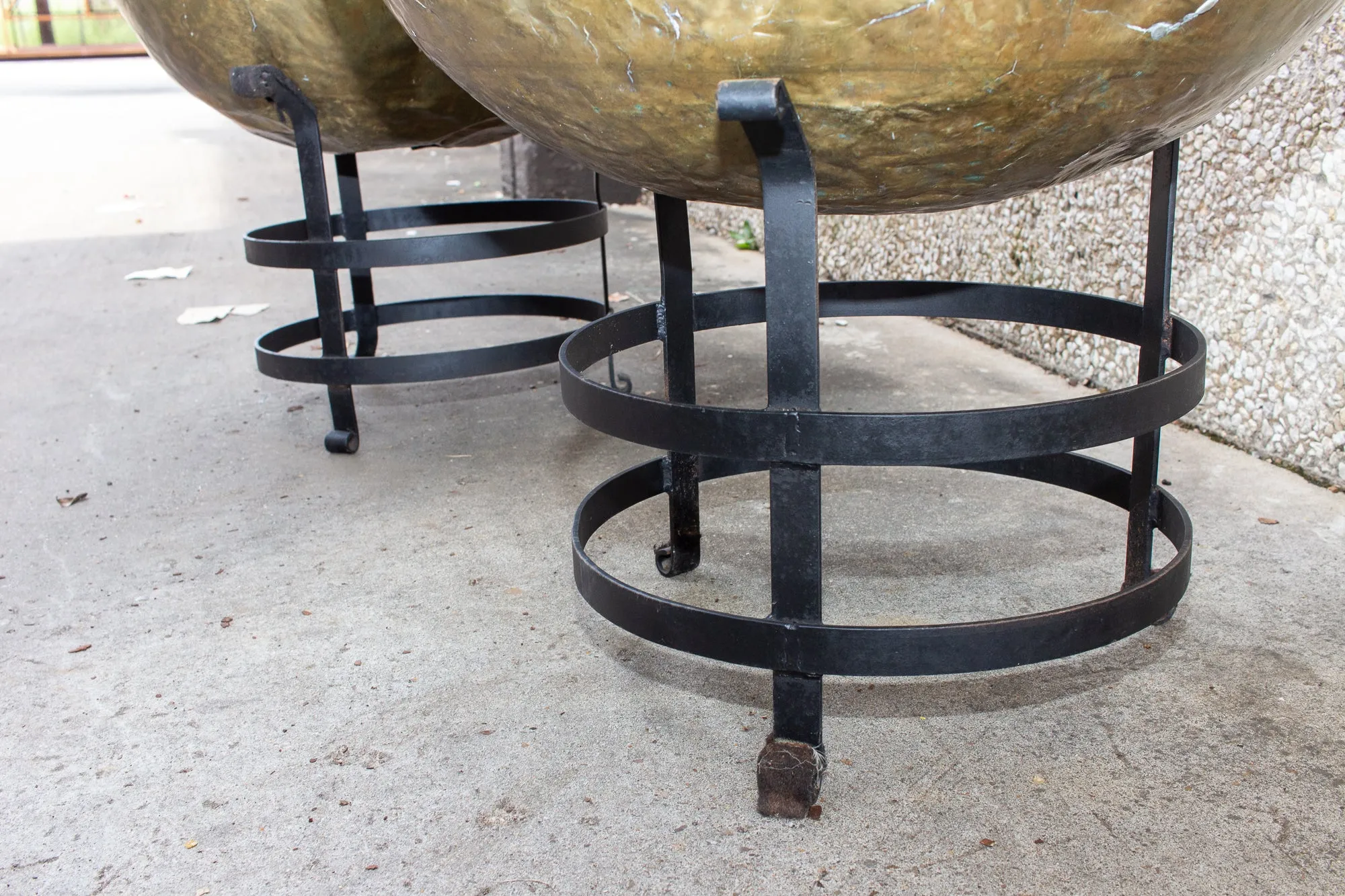 Pair of F. Van Cauwelaert 19th Century Belgian Timpani Drums and End Tables