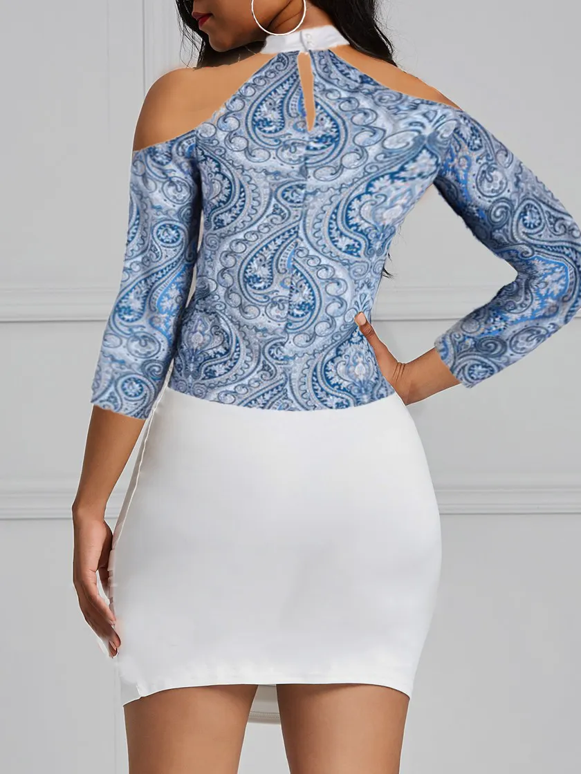 Paisley Cold Shoulder Bat Wing Top