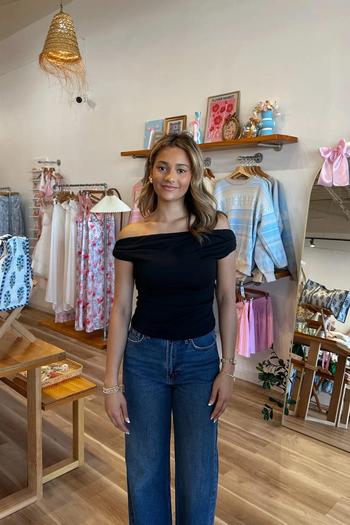 Palmer Off Shoulder Top in Black