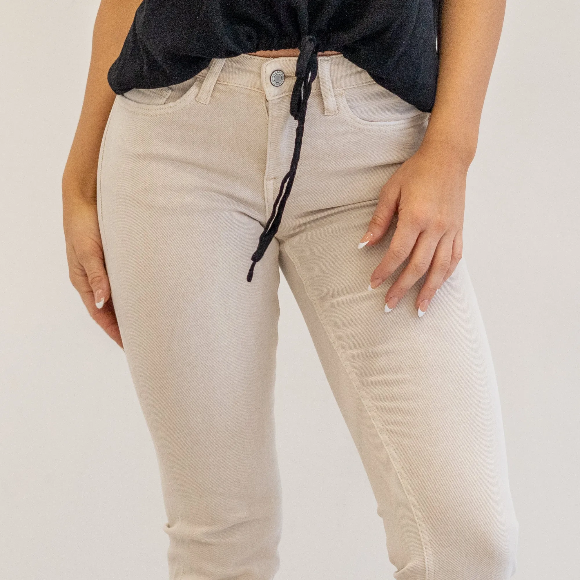 Parchment Mid Rise Crop Straight