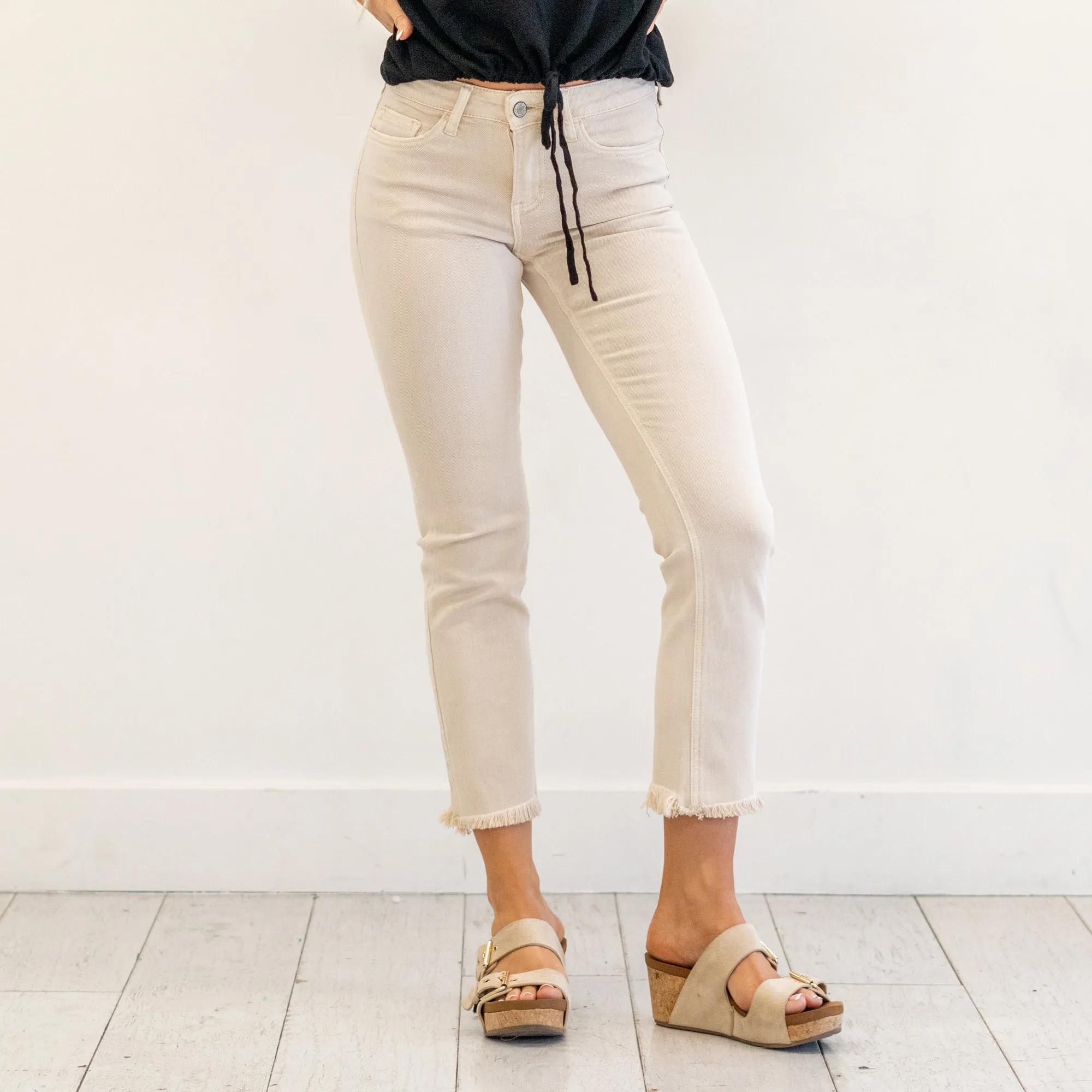 Parchment Mid Rise Crop Straight