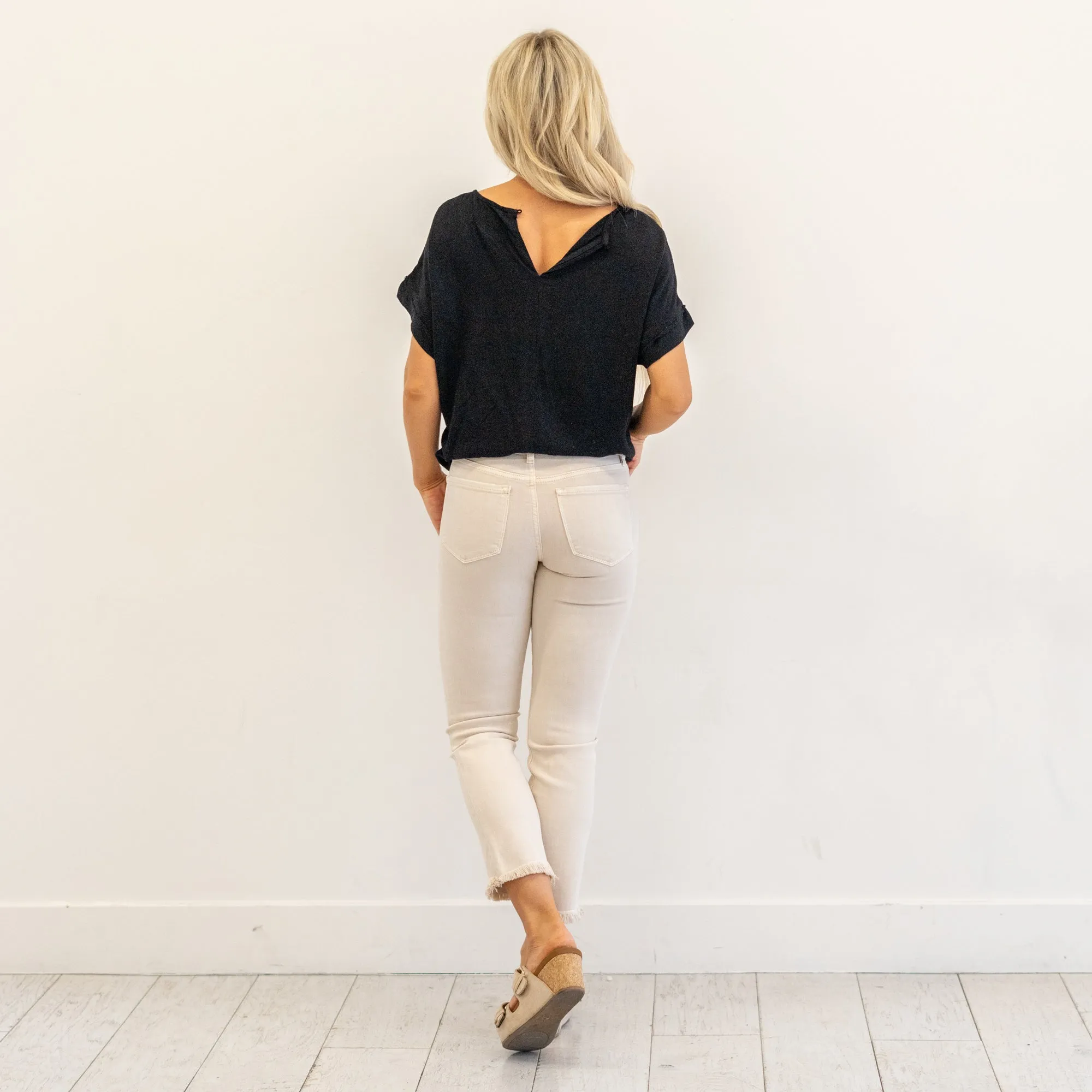 Parchment Mid Rise Crop Straight