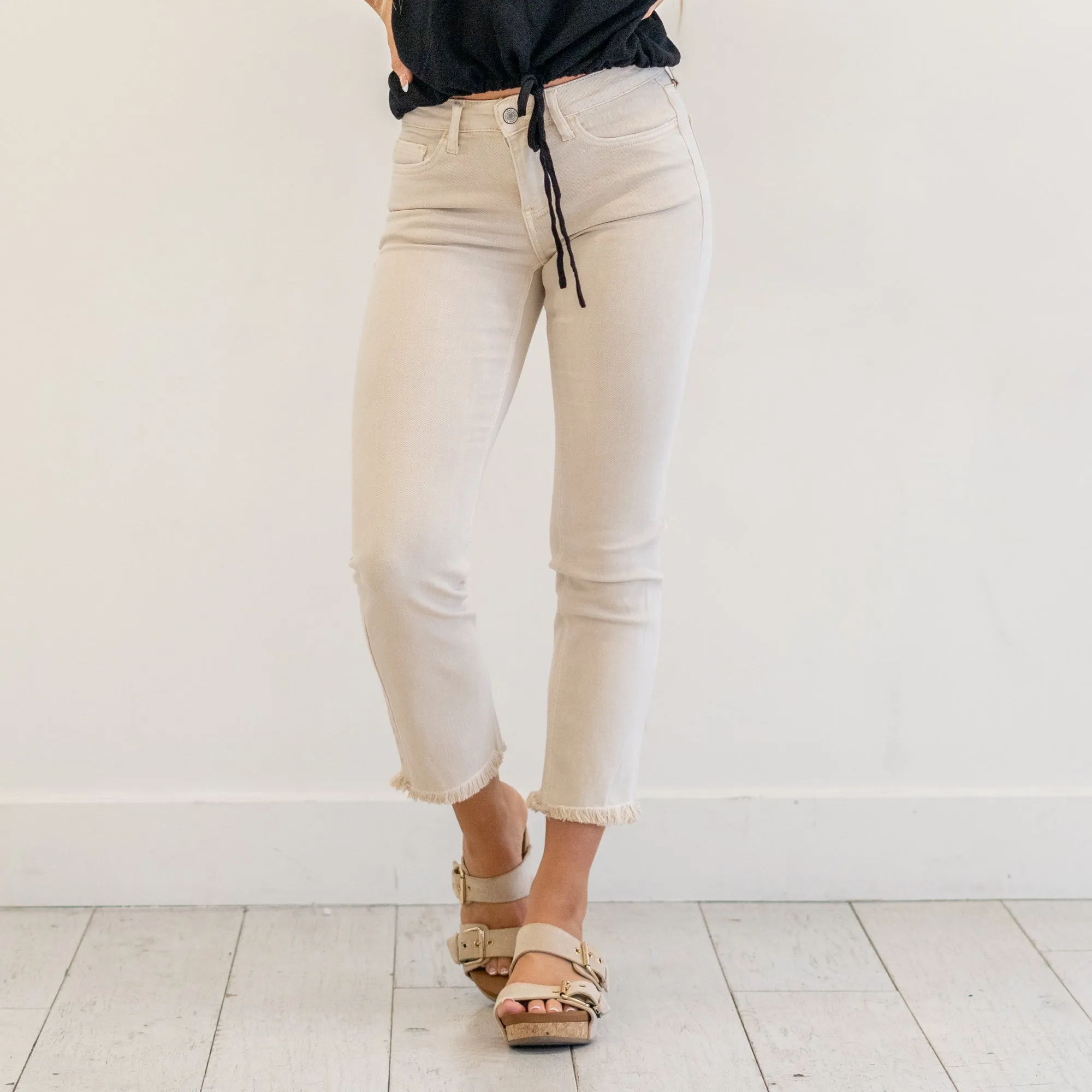 Parchment Mid Rise Crop Straight