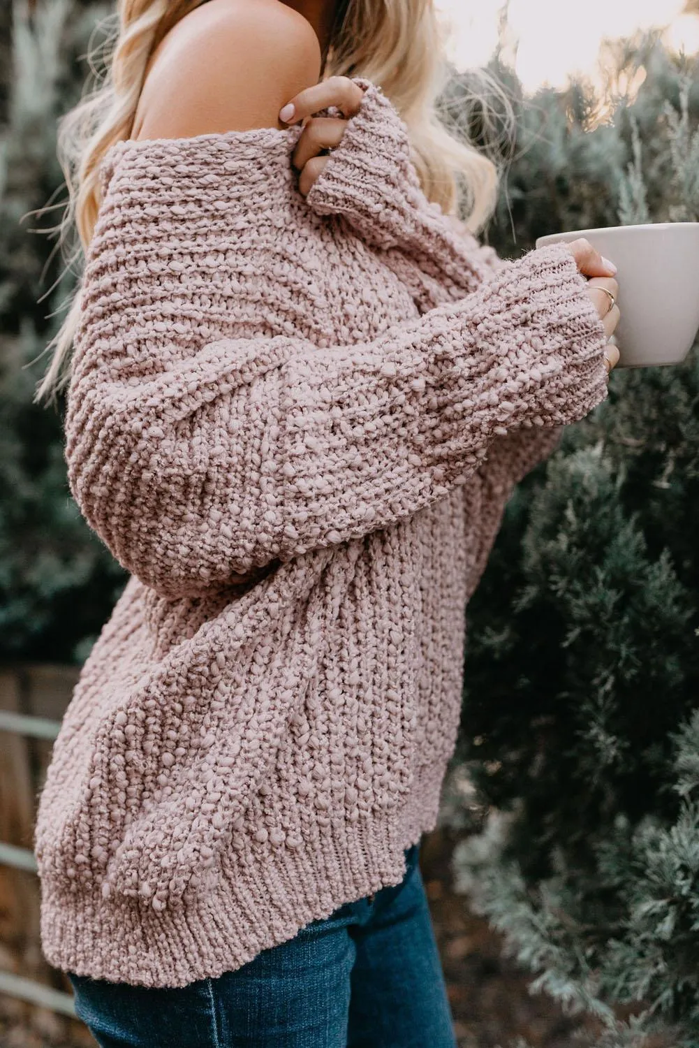 Pink Warm My Soul Knit Off Shoulder Sweater