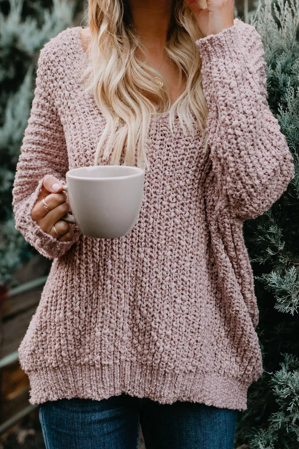 Pink Warm My Soul Knit Off Shoulder Sweater
