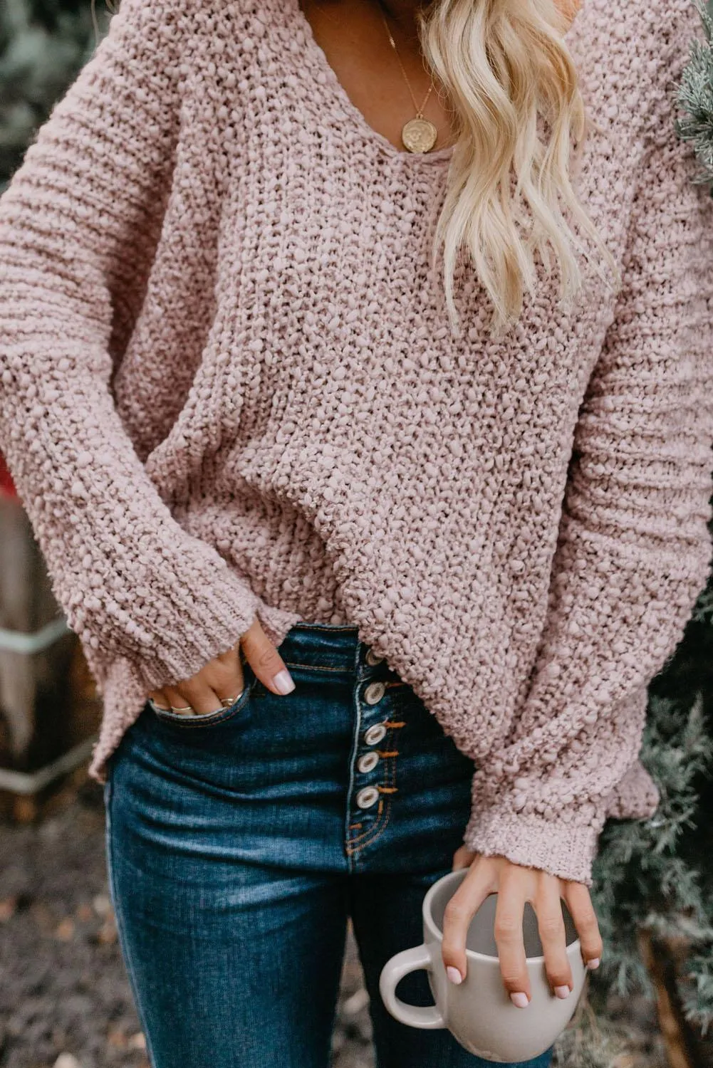 Pink Warm My Soul Knit Off Shoulder Sweater